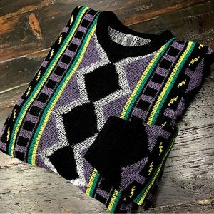 Abstract Patterned Knit Pullover Sweater